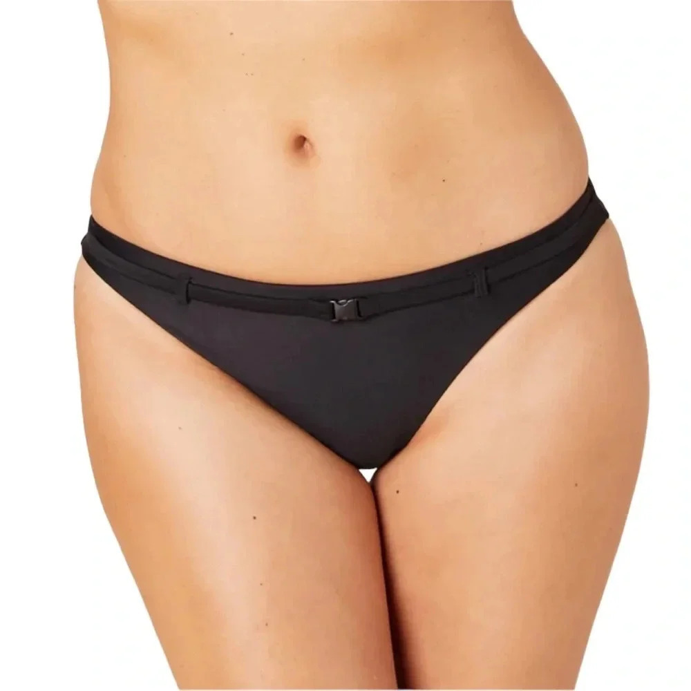 Andie Swim The Riviera Bikini Bottom Black with Belt Trim Size M NWT